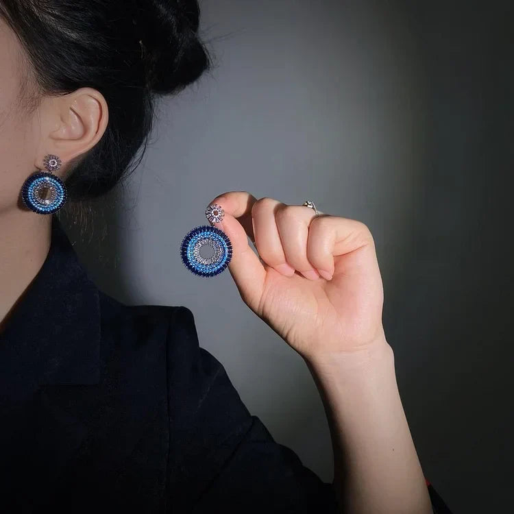 Layla Collection - Elegant Sterling Silver Evil Eye Earrings