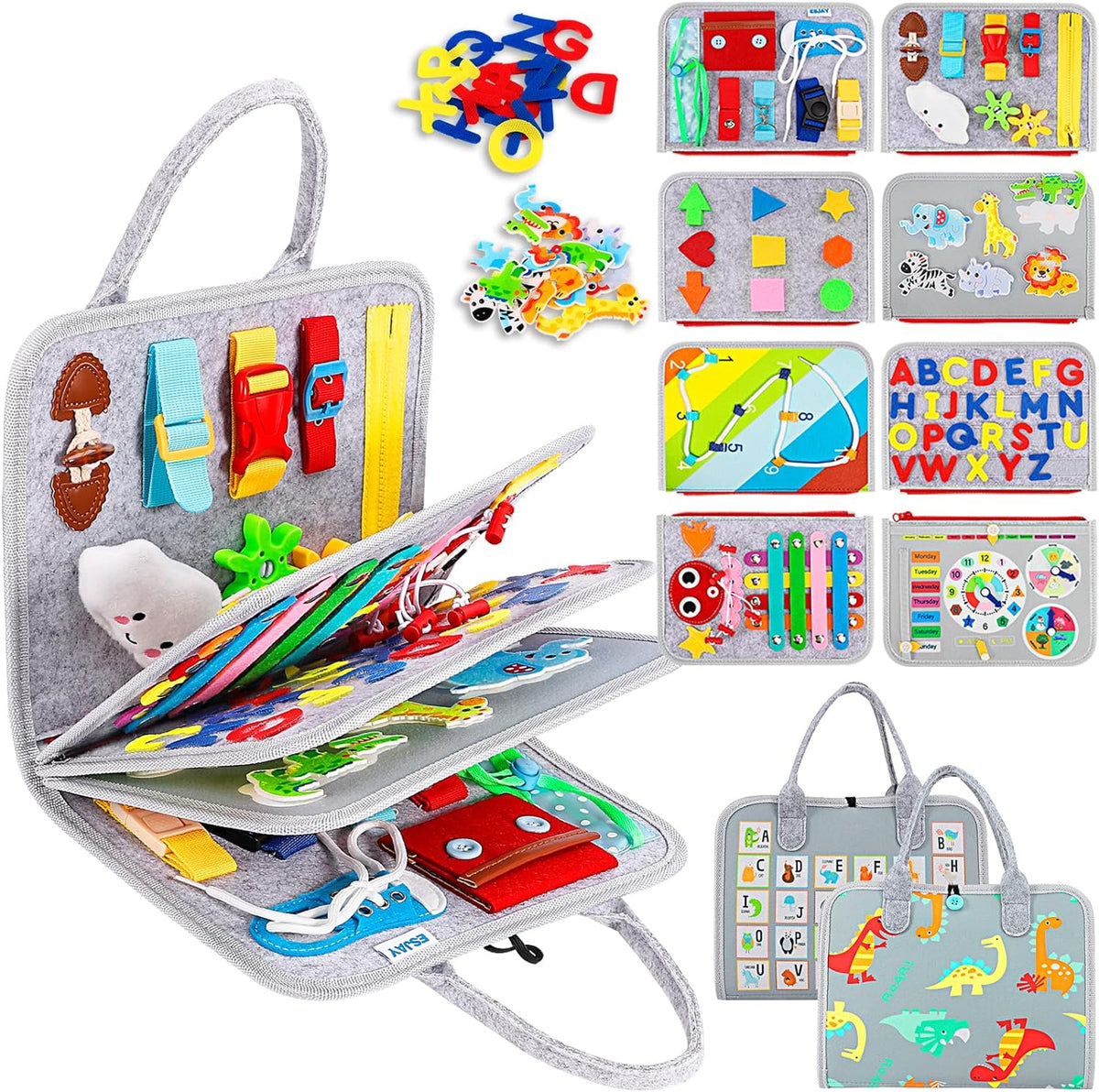 3D Busy Board & Pinboard Bag - Toddler Sensory Activity Board