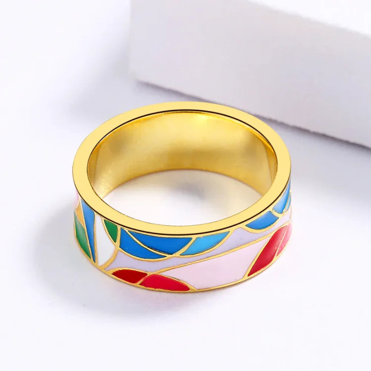 Nadia - Elegant Enamel Cubic Zirconia Ring