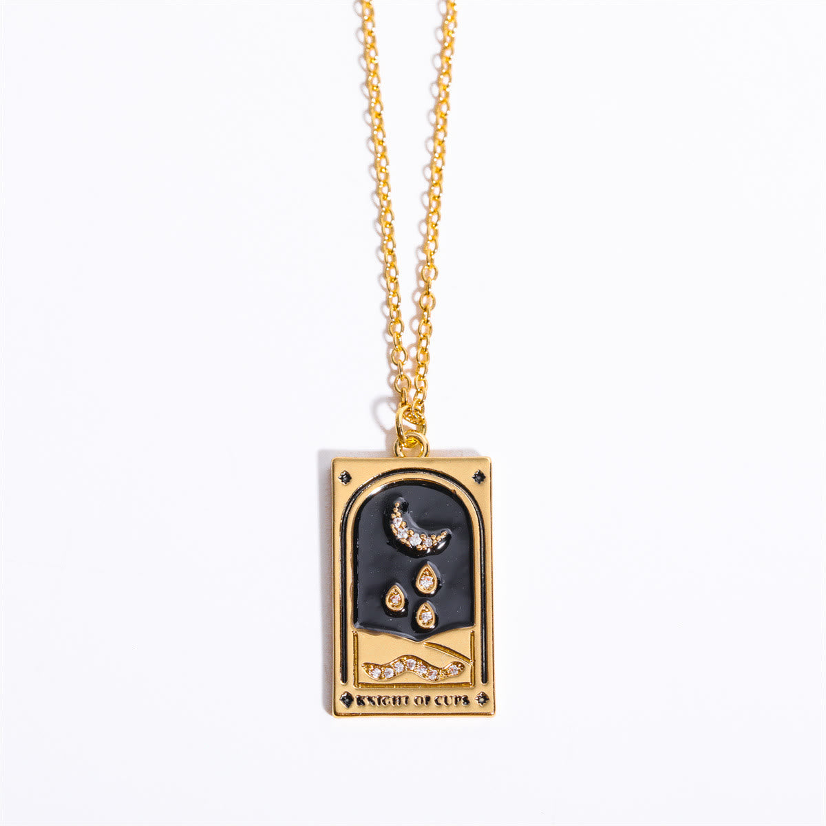 Amara Gold-Plated Tarot Drop Pendant Necklace - Zirconia Charm