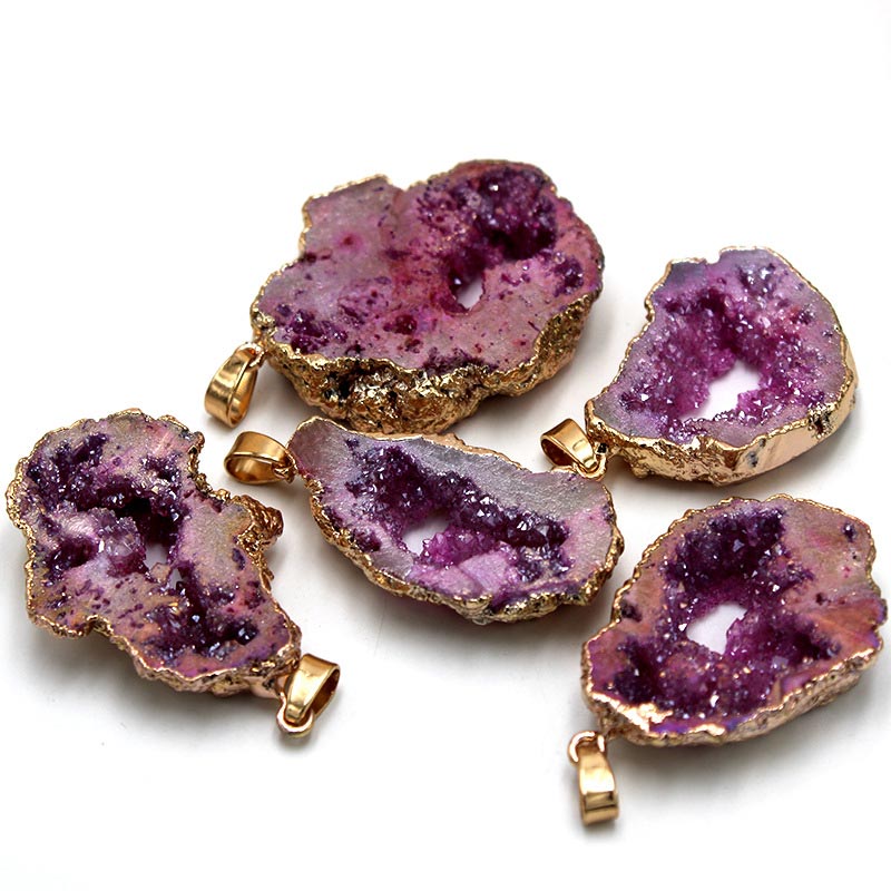 Gaia Natural Crystal Geode Pendant - Raw Stone Jewelry for Crystal Lovers