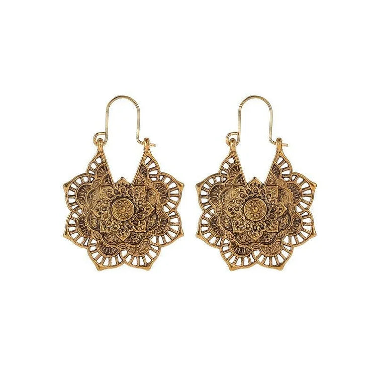 AumaraDrop - Gold and Silver Mandala Drop Earrings