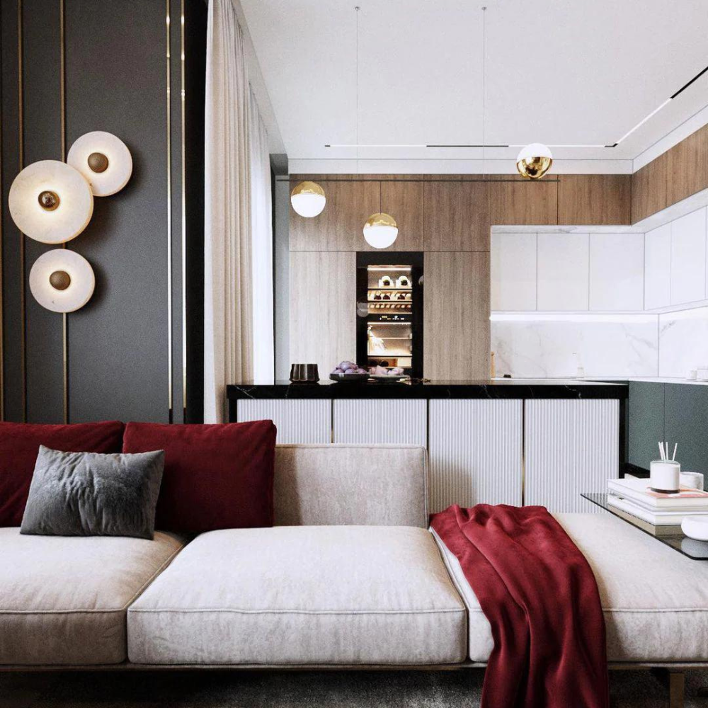 Mordox - Round Alabaster Aluminum Wall Lamp
