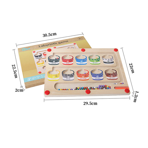 ColorMaze - Magnetic Wooden Color and Number Maze for Kids