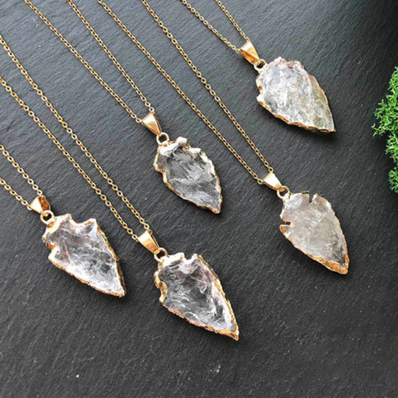 Aeliana - Natural Carnelian Crystal Arrowhead Necklace