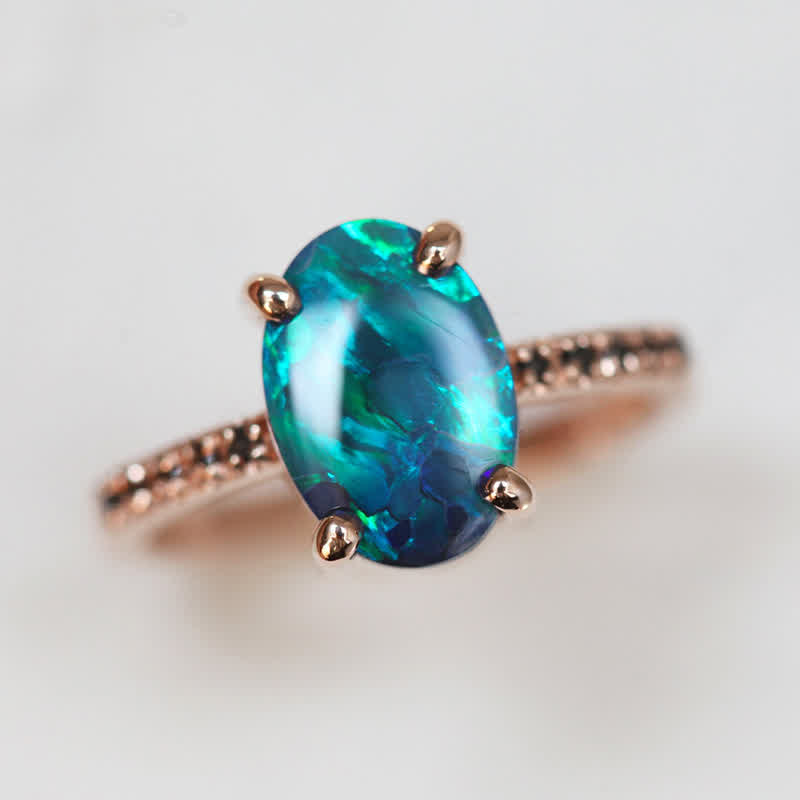 Isabella - Sapphire and Opal 3-Piece Ring Set
