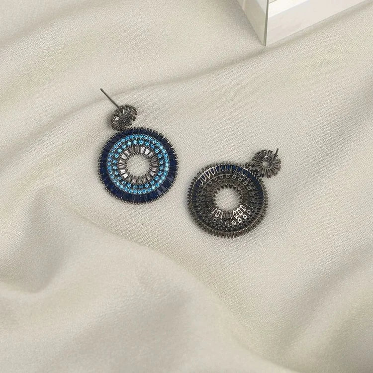 Layla Collection - Elegant Sterling Silver Evil Eye Earrings