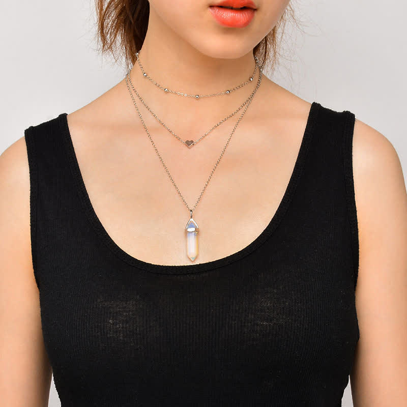Akyra - Natural Crystal Hexagon Gemstone Necklace