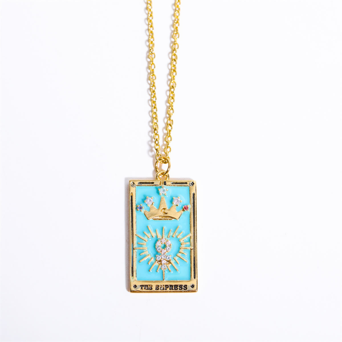 Amara Gold-Plated Tarot Drop Pendant Necklace - Zirconia Charm