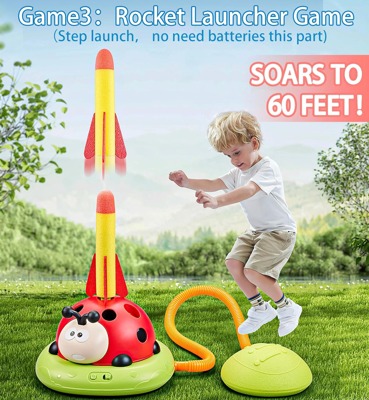 3-in-1 Ring Toss and Rocket Games - Outdoor Adventure Toy Set