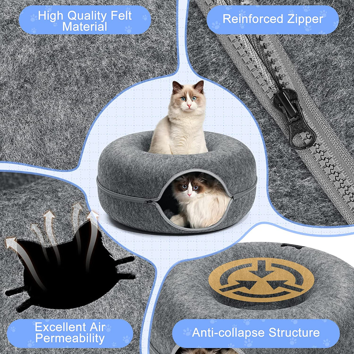 Purrfect Den - Cozy Cat Tunnel with Sleeping Nook