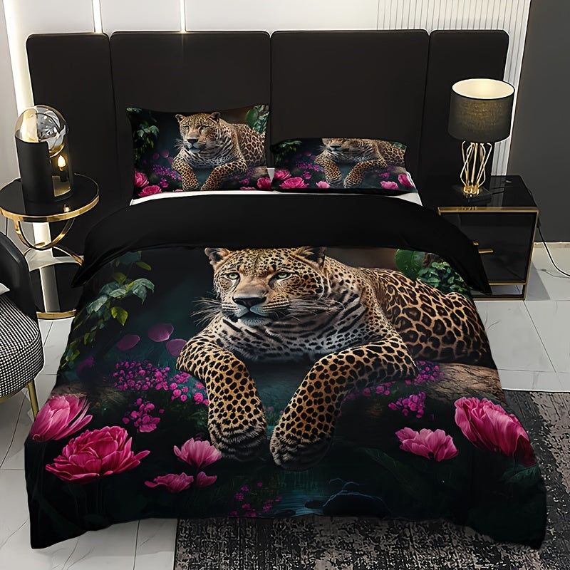 Nirsten - 3-Piece Rose Pattern Duvet Cover Set