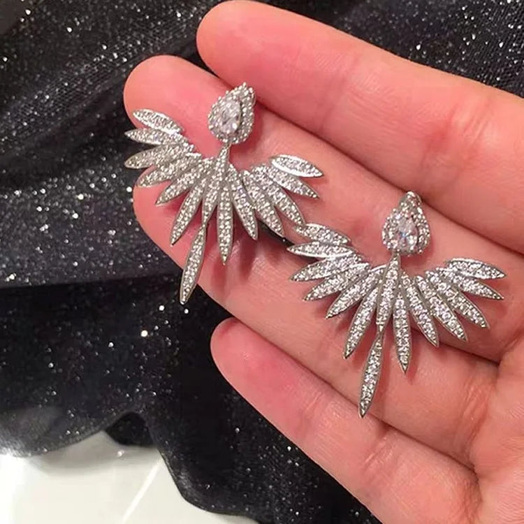 Celeste Silver Angel Wing Earrings - Elegant Everyday Sparkle