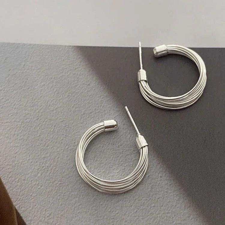 Amelie - Elegant Layered Line Hoop Earrings