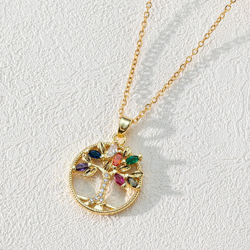 Luna Zirconia Tree of Life Pendant Necklace - Eye-Catching Design