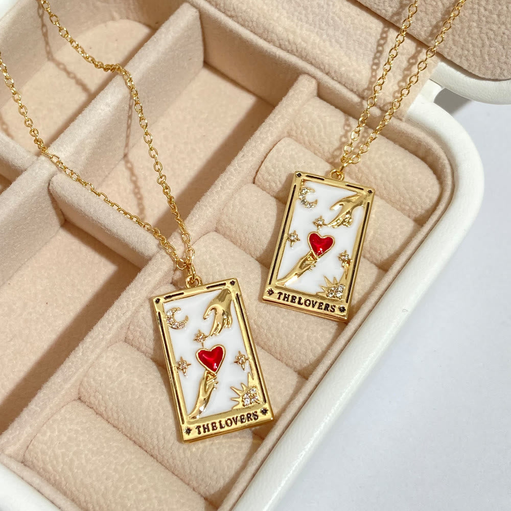 Amara Gold-Plated Tarot Drop Pendant Necklace - Zirconia Charm