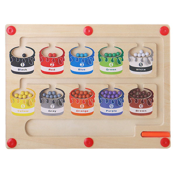 ColorMaze - Magnetic Wooden Color and Number Maze for Kids