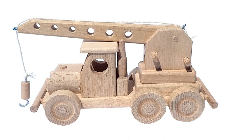 WoodCrane - Wooden Crane Truck with Movable Lifting Arm