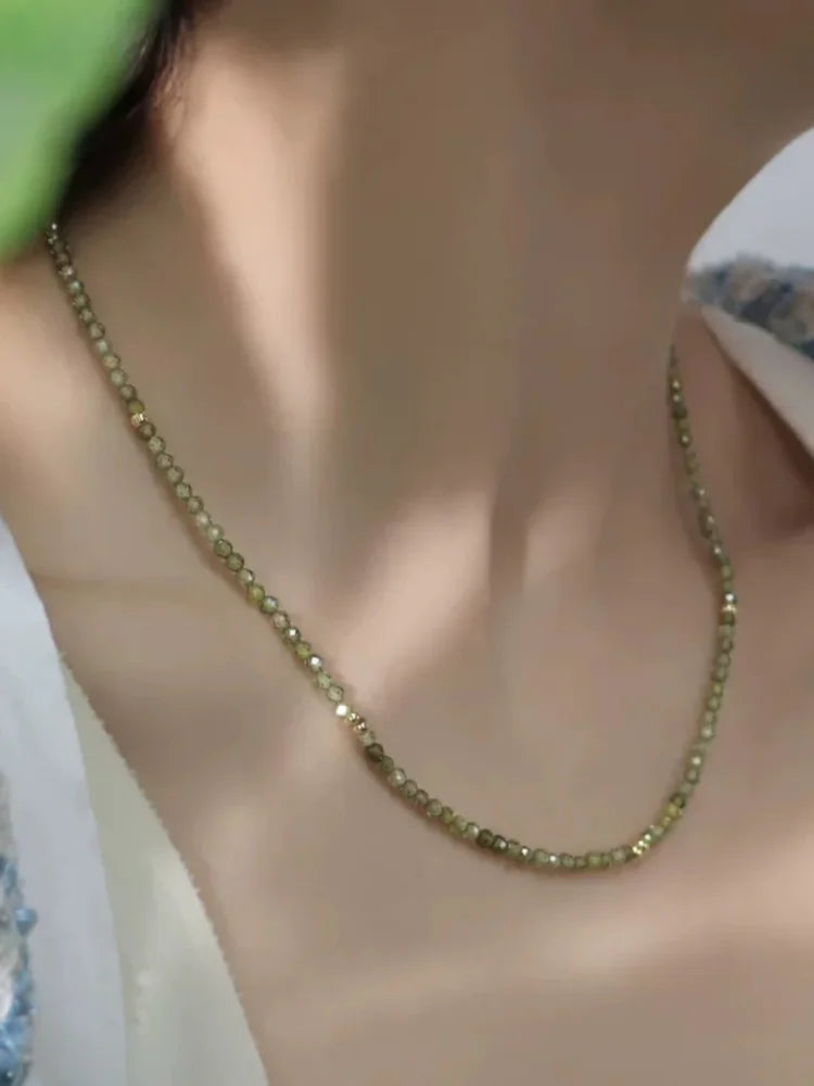Celeste Necklace - Olive Green Zirconia Statement Piece