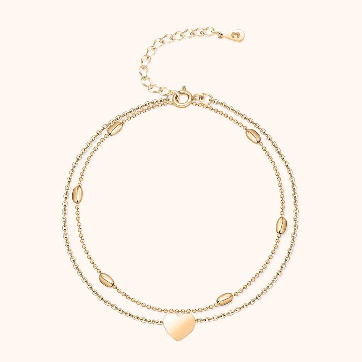 Orlaine - Enchanting Ankle Bracelet with Heart Charm Details