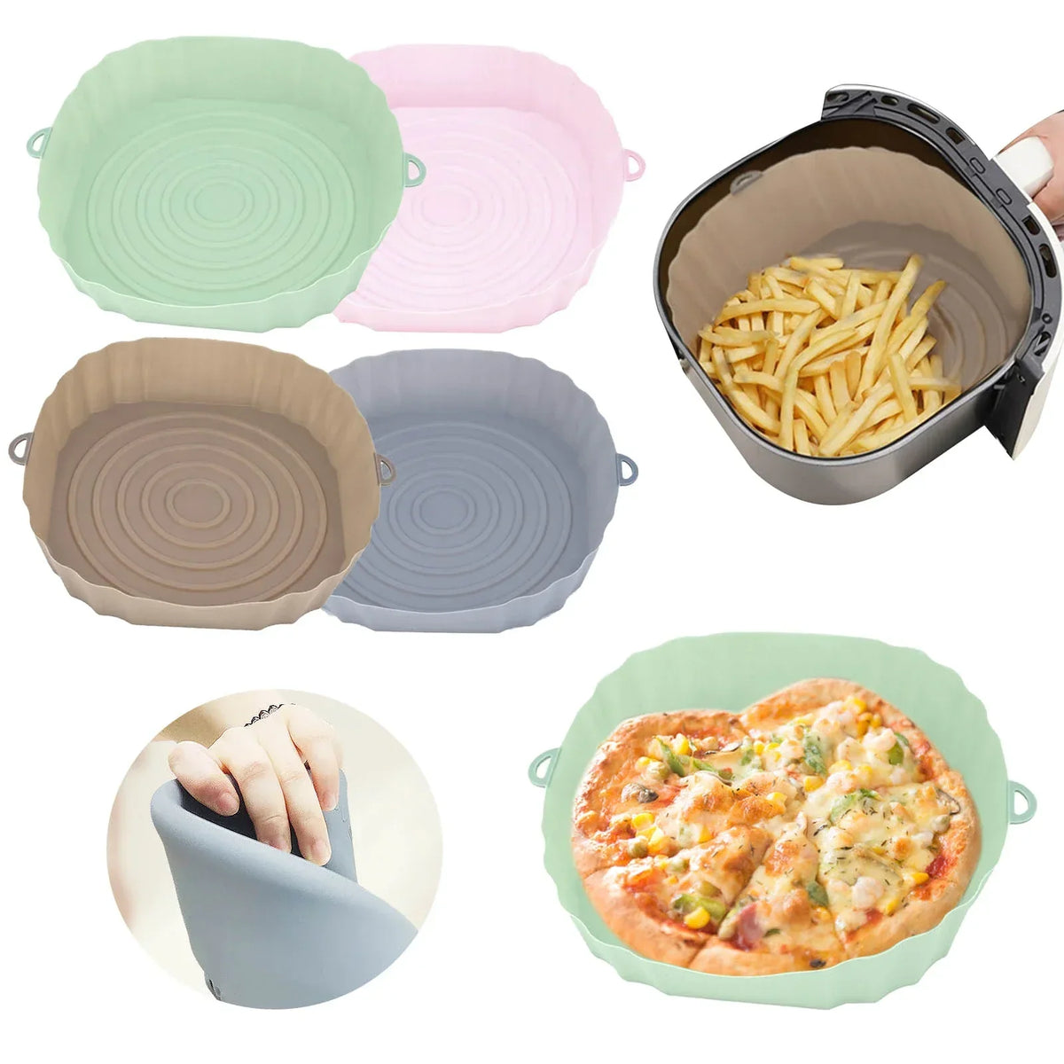 SiliconFry Tray - Reusable Air Fryer Liner, Dishwasher Safe