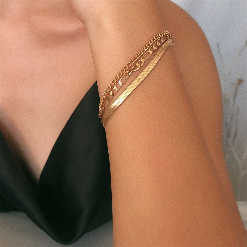 Ebriana Charming Bracelet Trio - Delicate 3-Piece Layered Set