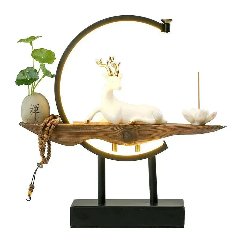 SereneStag - Elegant White Deer Incense Burner Lamp