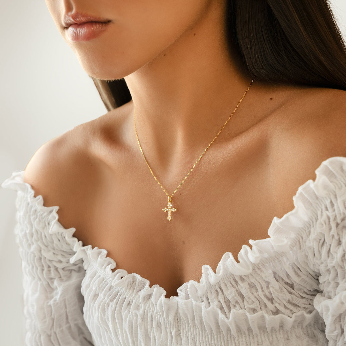 Clémence Necklace - Elegant Sterling Silver Cross Pendant