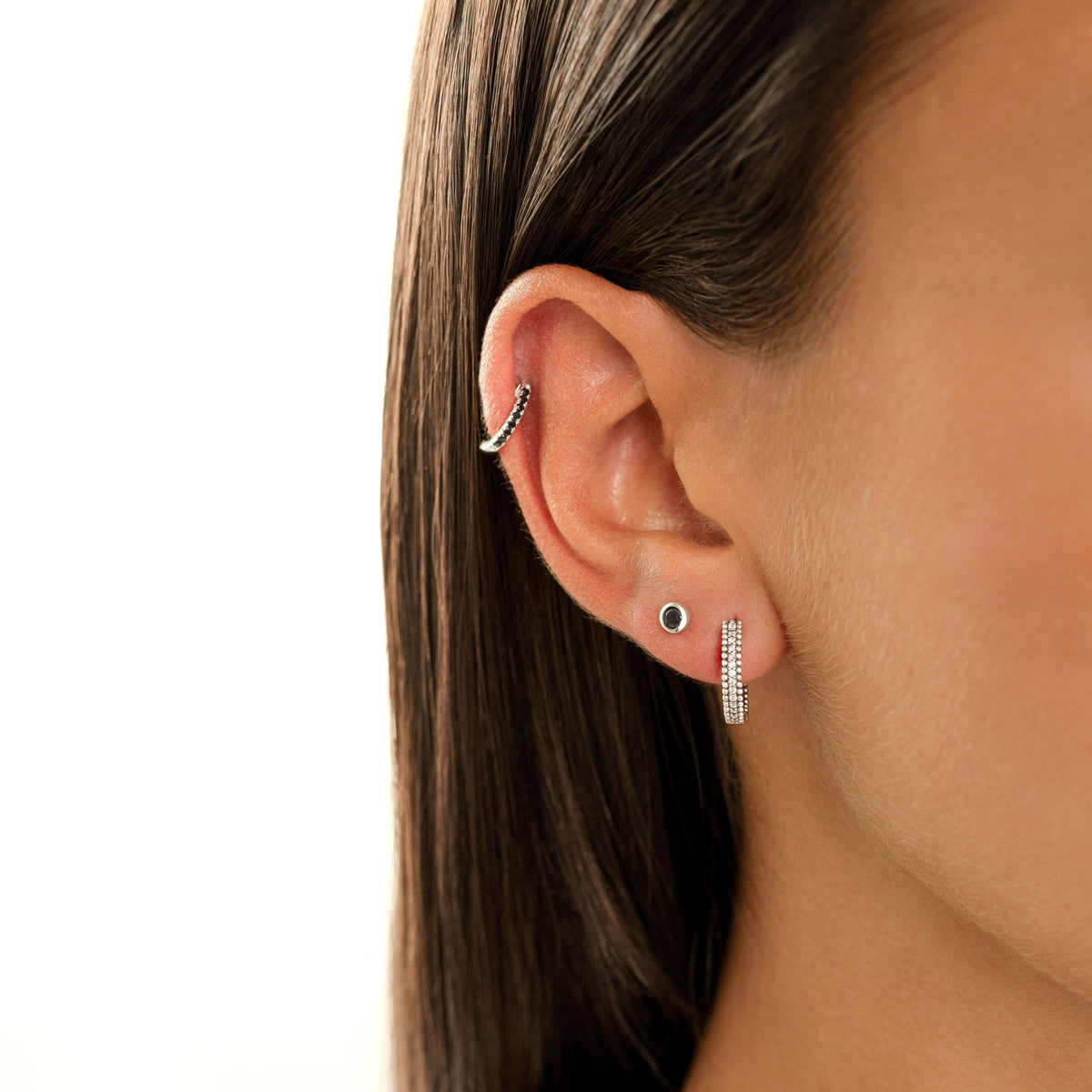 Amira Circle Stud Earrings - Elegant Compact Sterling Silver Design