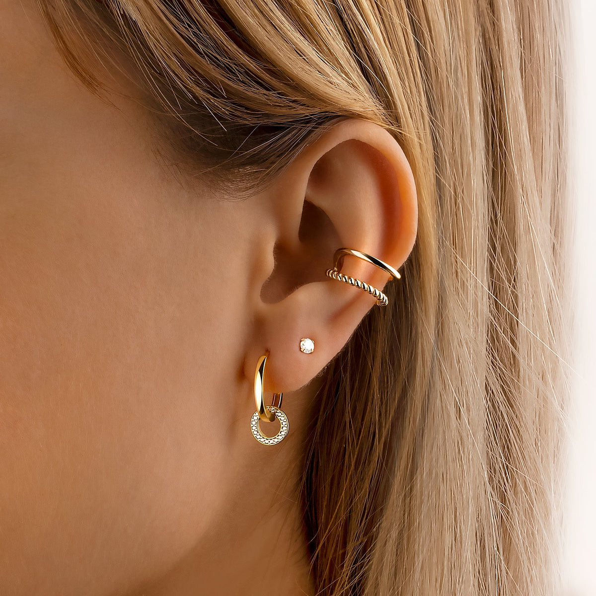 Nerida Earrings - Sterling Silver Interlocking Hoop Earrings