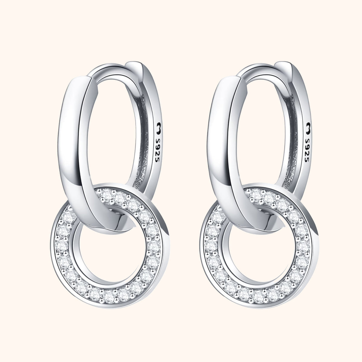 Nerida Earrings - Sterling Silver Interlocking Hoop Earrings