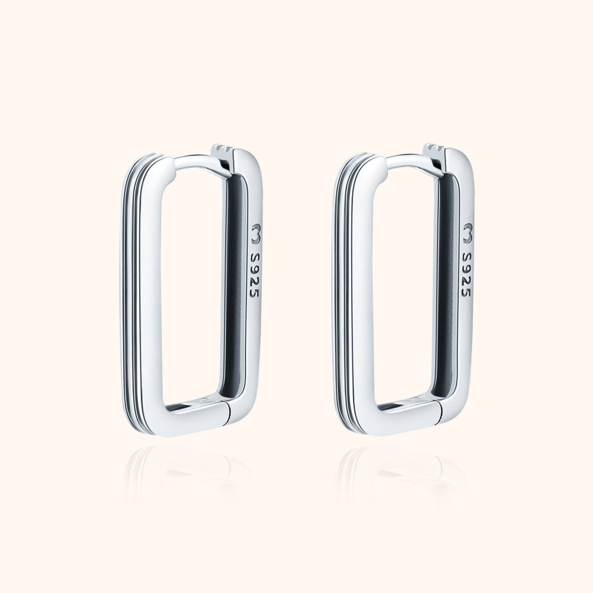 Isabelle - Rectangular Clip-On Earrings in Sterling Silver