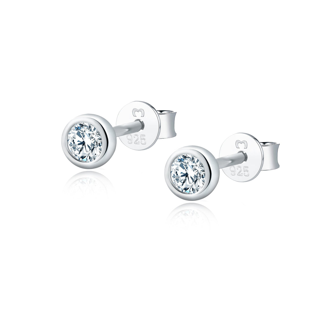 Amira Circle Stud Earrings - Elegant Compact Sterling Silver Design