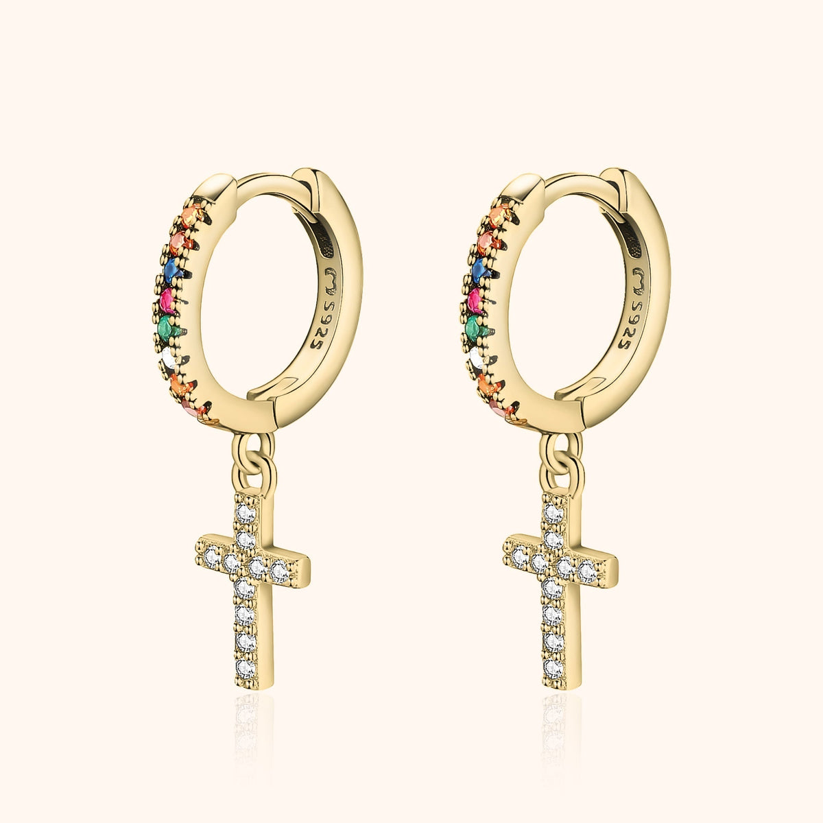 Yverna - Colorful Zirconia Cross Earrings