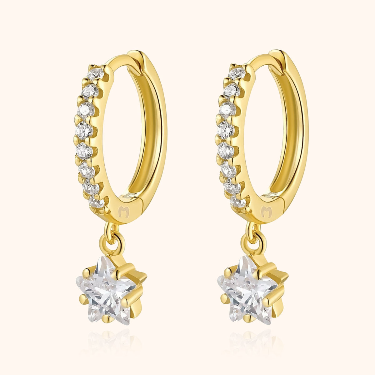 Lyra Earrings - Elegant Star Hoops with Sparkling Zirconia