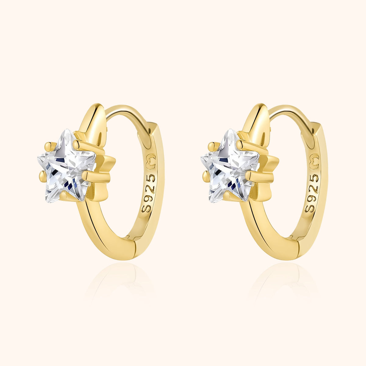 Lunara Hoop Earrings - Striking Star Zirconia Design