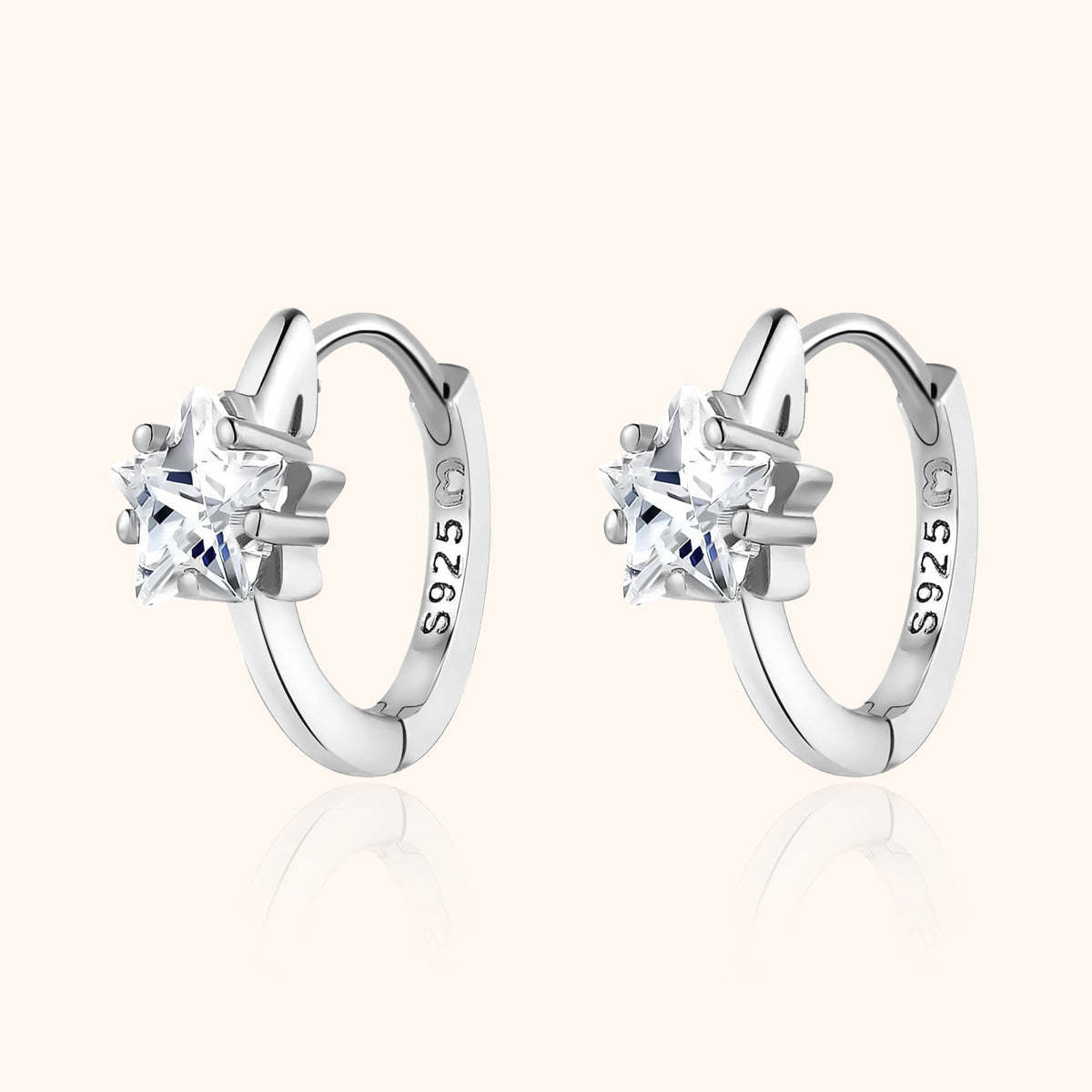 Lunara Hoop Earrings - Striking Star Zirconia Design