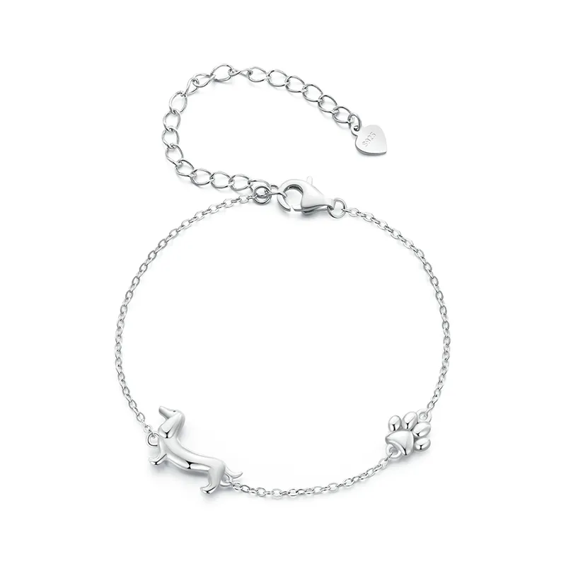 Gildryn - Sterling Silver Dachshund Charm Bracelet, Adjustable