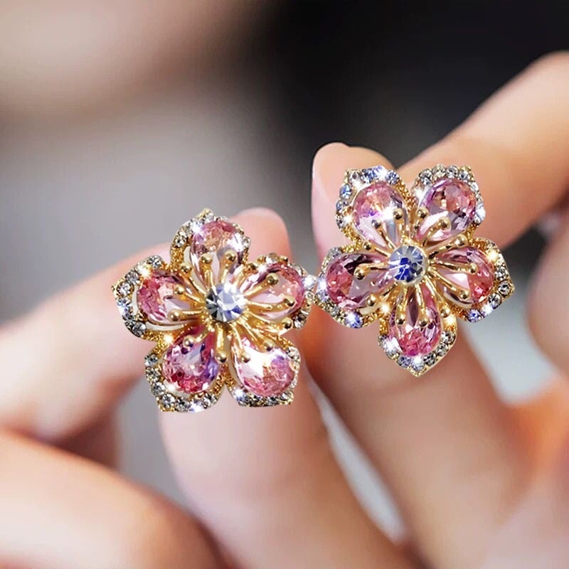 Jasmin - Sterling Silver Rainbow Zirconia Earrings for a Sparkling Look