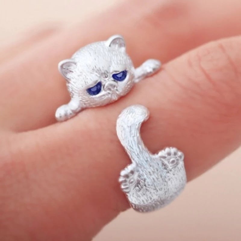 Lyana - Sleek Adjustable Silver Kitten Ring