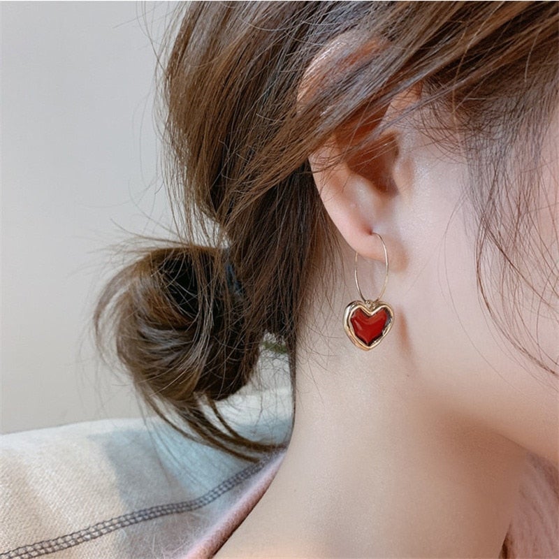Amore Collection - Cute Red Heart Earrings