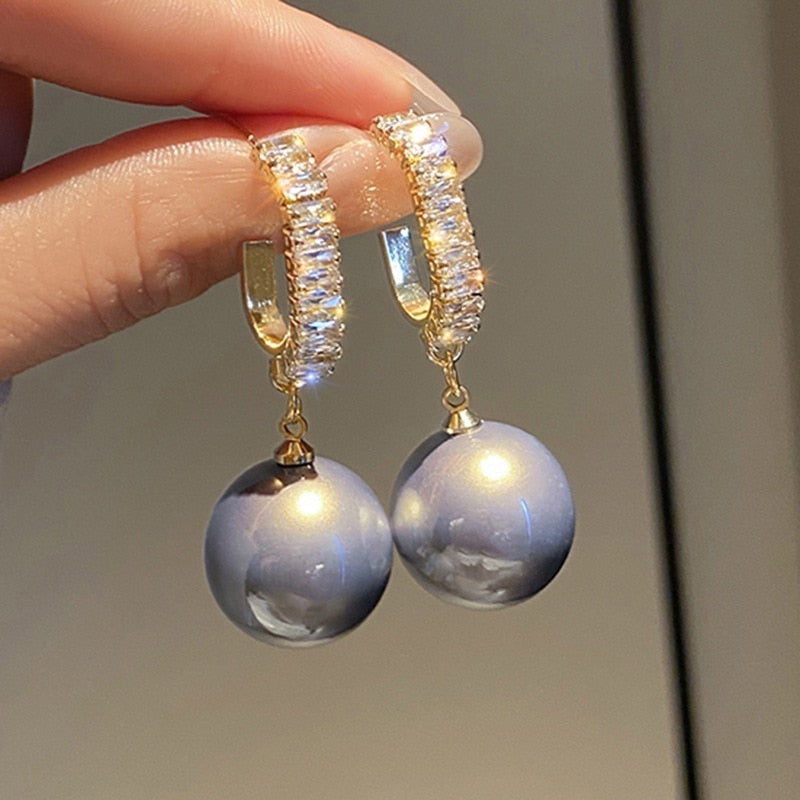 Delphine - Luxe Pearl and Sparkling Zirconia Earrings