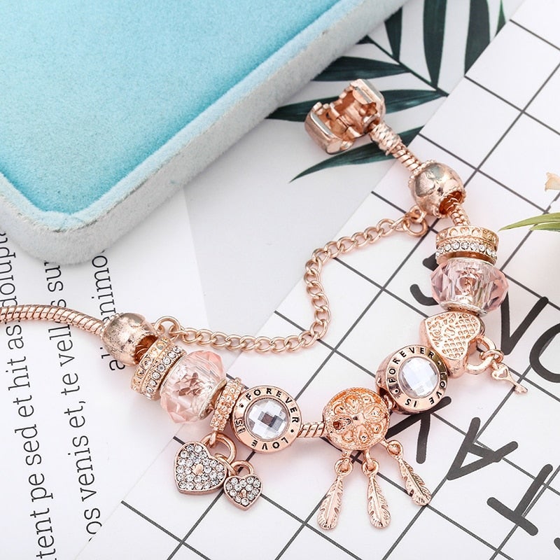 Dreamcatcher Bracelet - Pink Sterling Silver Charm Bracelet