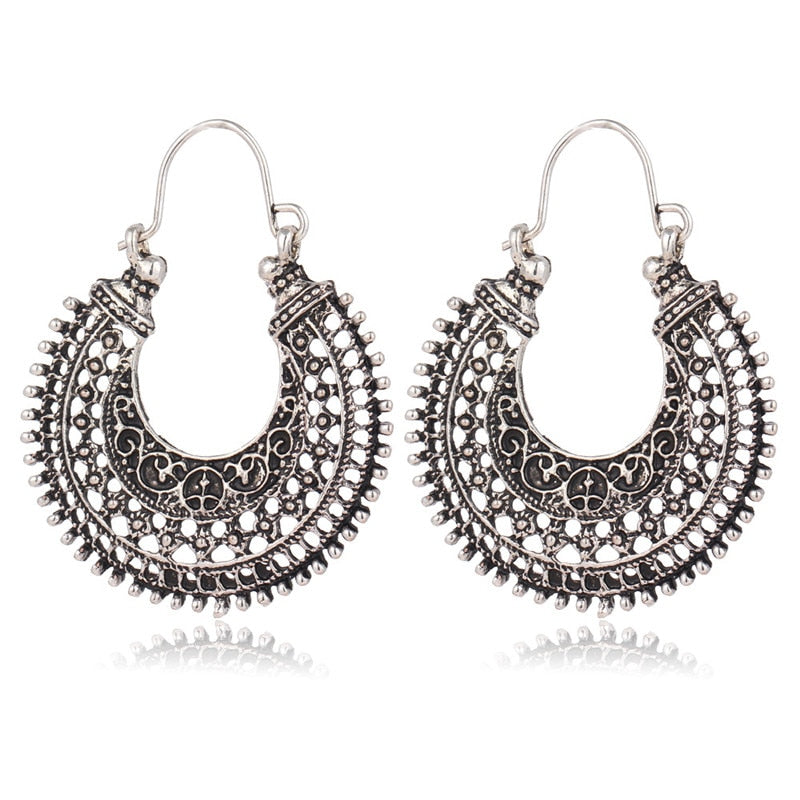 Dembria Tibetan Filigree Earrings - Elegant Sterling Silver Statement Jewelry
