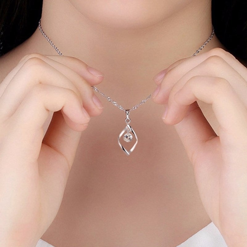 Elinor Silver Necklace - Sparkling Zirconia Crystal Pendant