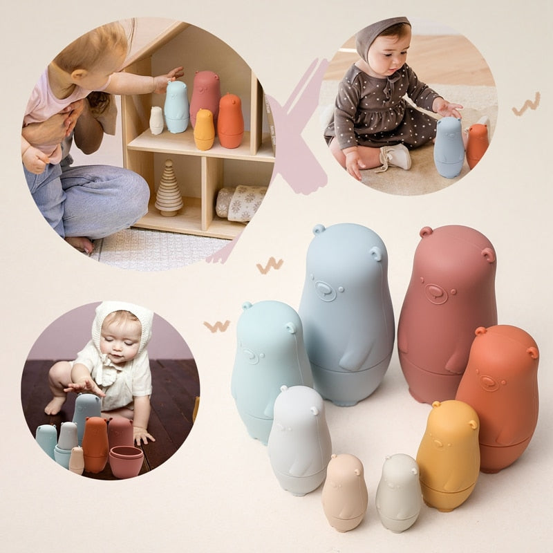 Nesting Dolls - Soft Silicone Stacking Toys for Baby