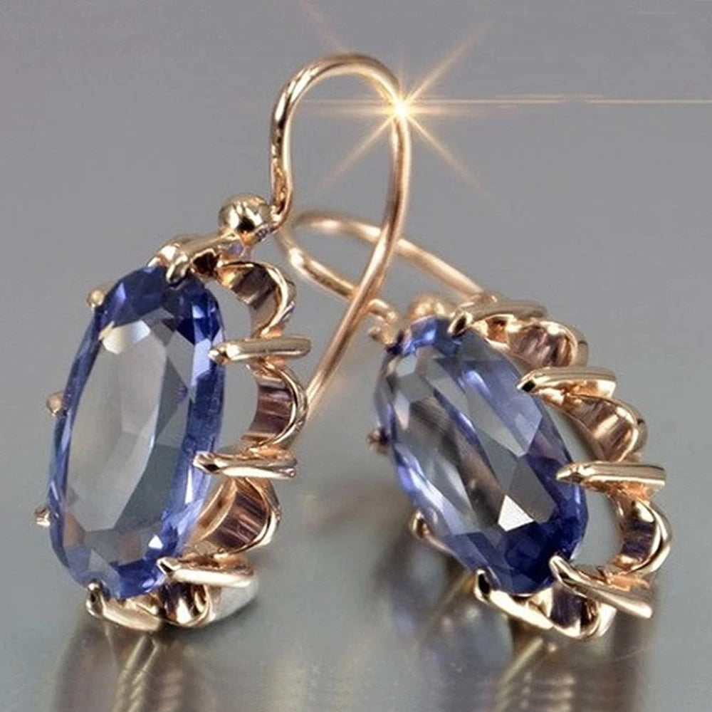 Uvella - Oval Zirconia Earrings with 18K Gold Plating