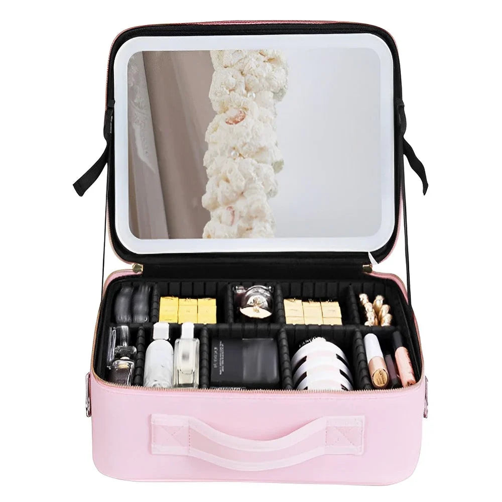 MirrorGlam - LED Light-Up Makeup Bag With Mirror