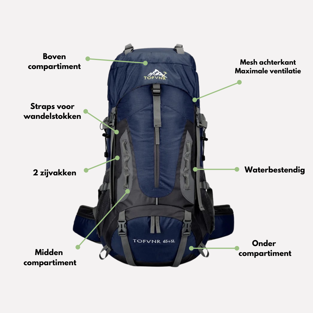 TrailBlazer Backpack - Rugged 65L Waterproof Backpack