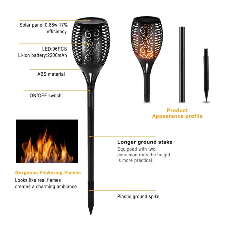 Tevric - Solar Powered Outdoor Garden Torches